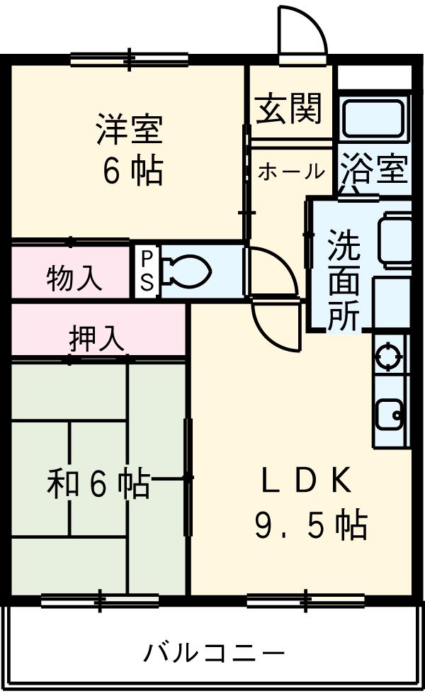 ファミールARAKAWA(2DK/2階)の間取り写真
