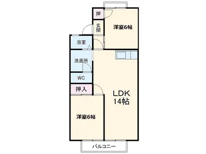 グリーンビューハイツ(2LDK/2階)の間取り写真