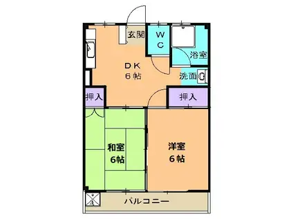 纐纈ビル(2DK/3階)の間取り写真