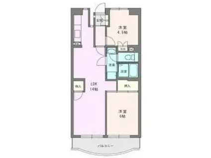 ボヌール秦野1(2LDK/4階)の間取り写真