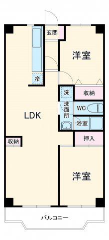 ボヌール秦野2(2LDK/2階)の間取り写真