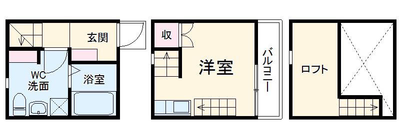アースクエイク豊(1K)の間取り写真