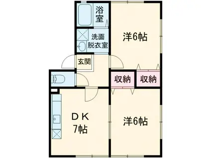 グランシャリオ高萩B(2DK/2階)の間取り写真