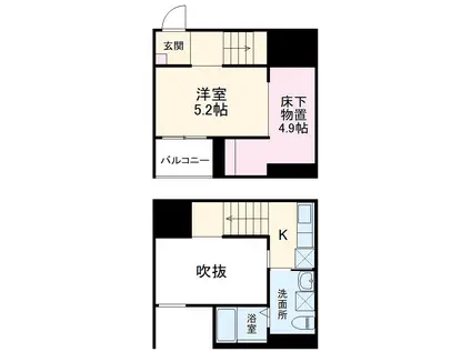 セストチッタ六番町(1K/1階)の間取り写真