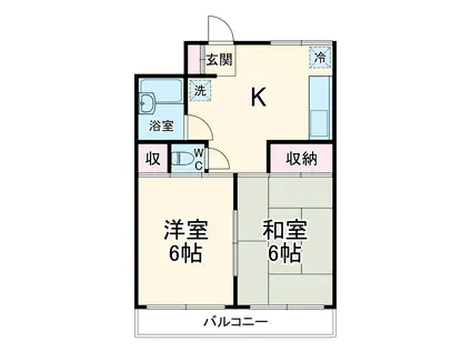 ル・ラゴン(2DK/1階)の間取り写真