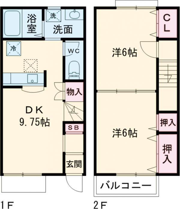 オランジュリー(2DK)の間取り写真