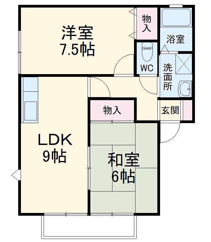 コスモス(2LDK/2階)の間取り写真