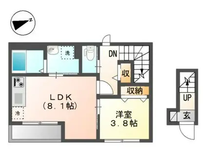 JUHAMOAⅡ(1DK/2階)の間取り写真