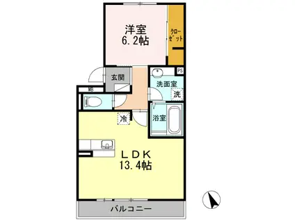 メゾン和(1LDK/2階)の間取り写真