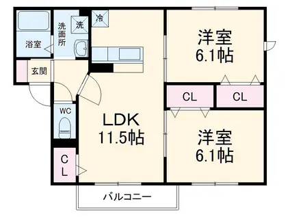 ルミエール(2LDK/1階)の間取り写真