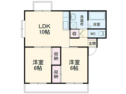わだちハイツ(2LDK/2階)の間取り写真