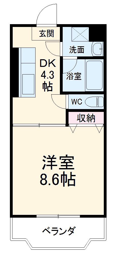 エスプリⅠ(1K/2階)の間取り写真