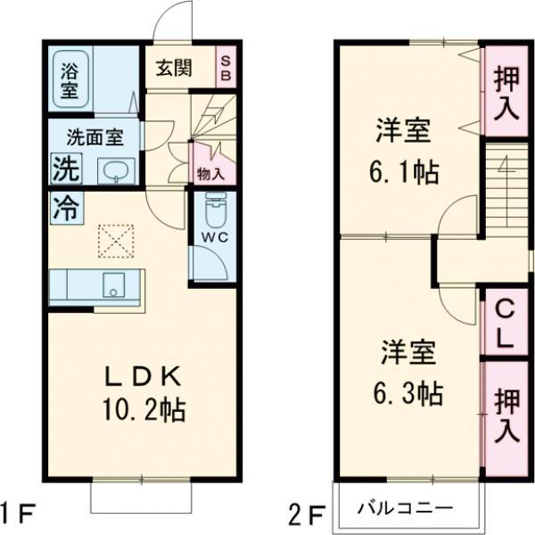 Rinka(凛花)A(2LDK)の間取り写真