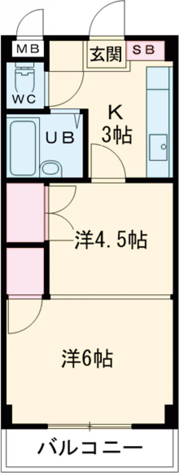 パークサイド南葛西(2K/2階)の間取り写真