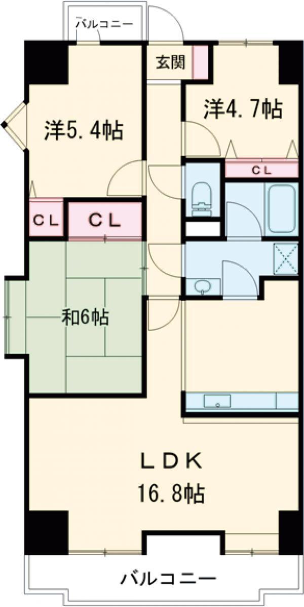 ヴェルアージュ小山(3LDK/9階)の間取り写真