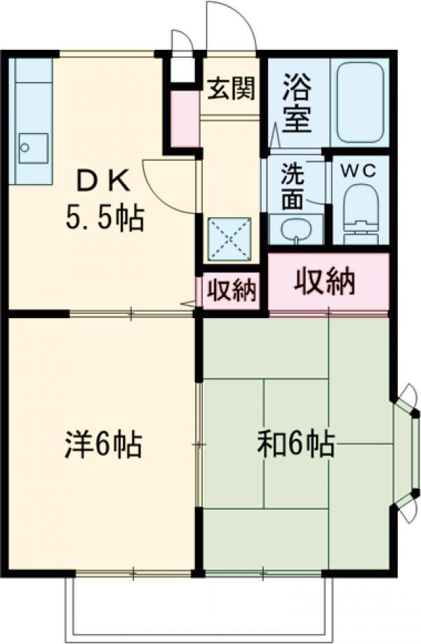 アムールラメゾン パート1 B(2DK/1階)の間取り写真