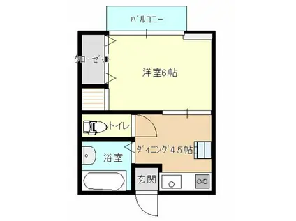 チェルベロ若木(1K/1階)の間取り写真