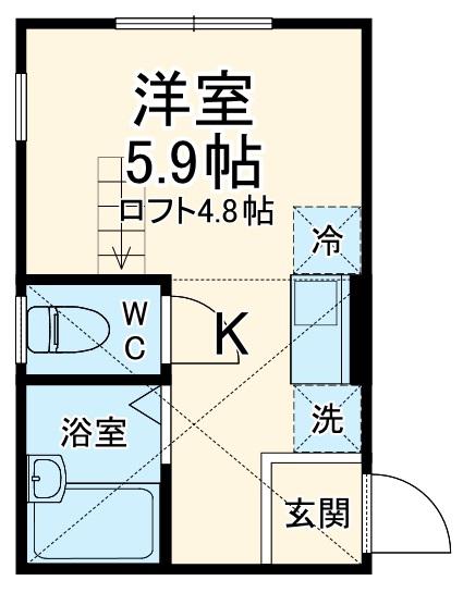 プライムテラス東海大学前Ⅱ(ワンルーム/1階)の間取り写真