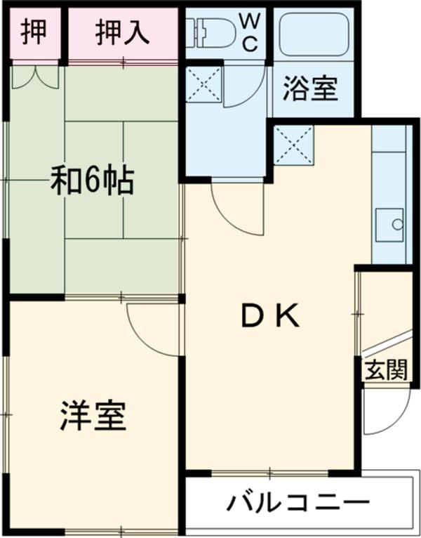ドリーム(2DK/1階)の間取り写真