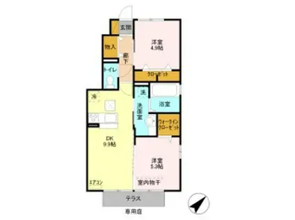 ERBENHEIMⅡ(2DK/1階)の間取り写真