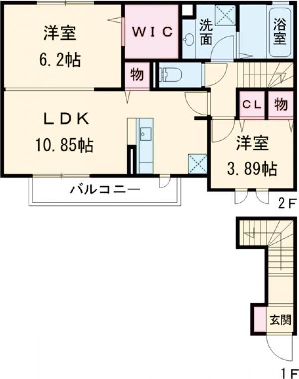 北葛西ハイツⅡ(2LDK/2階)の間取り写真