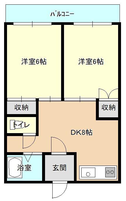 グリーンコーポ(2DK/1階)の間取り写真