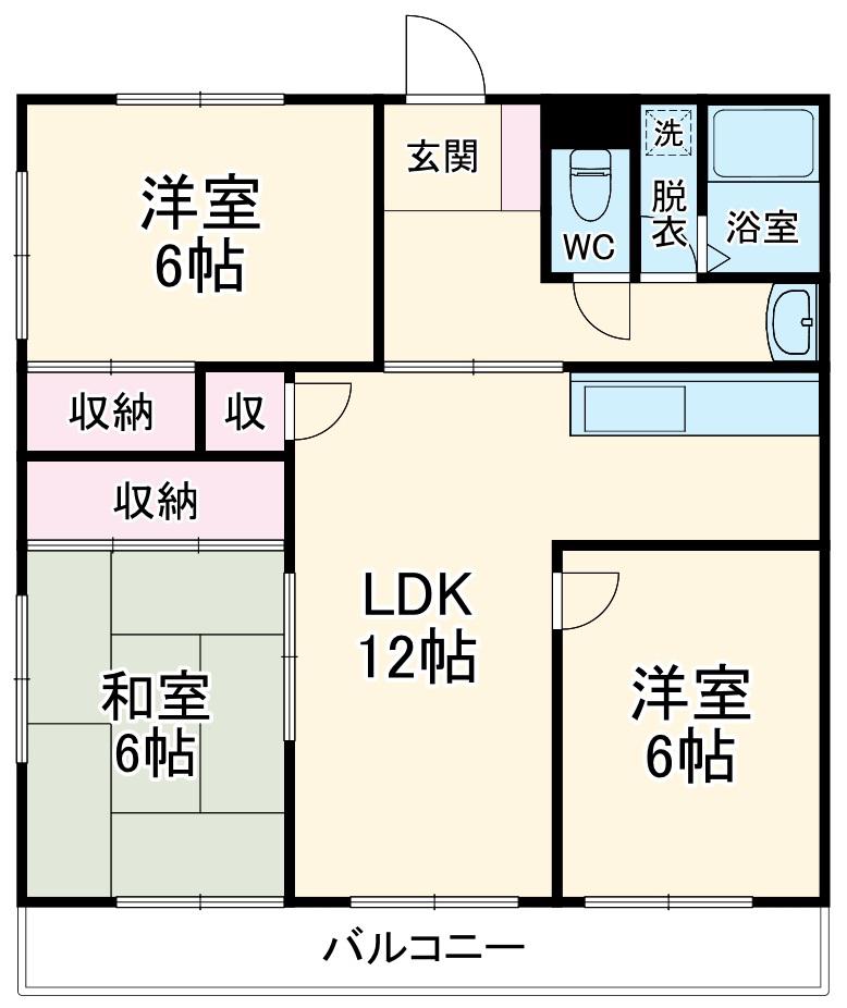 ベルヴィーユ壱番館(3LDK/2階)の間取り写真