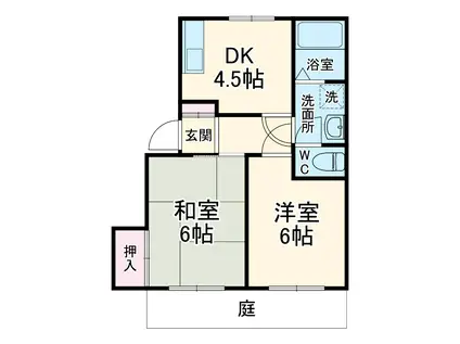 ハイレジデンス ウエダ(2DK/1階)の間取り写真