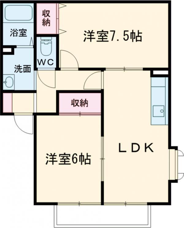 森子ハイツB棟(2LDK/2階)の間取り写真