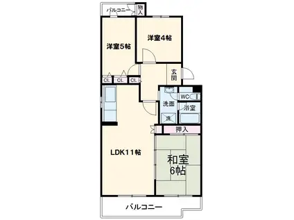 コーポレート海老名国分第二(3LDK/3階)の間取り写真