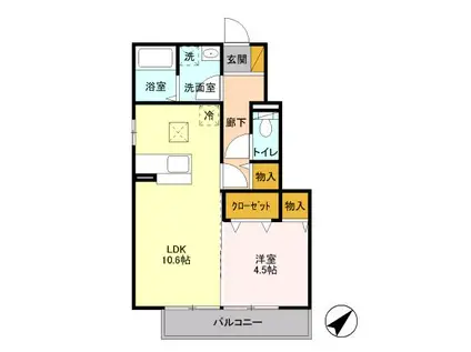 アーク・ウィル(1LDK/1階)の間取り写真