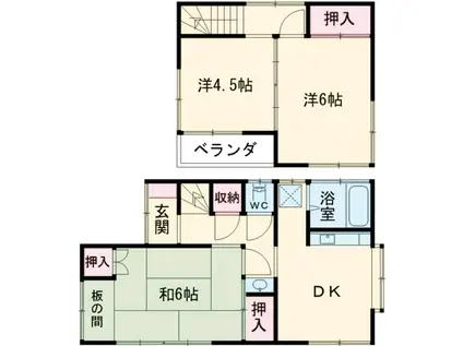 常磐線 土浦駅 徒歩56分 2階建 築52年(3DK)の間取り写真