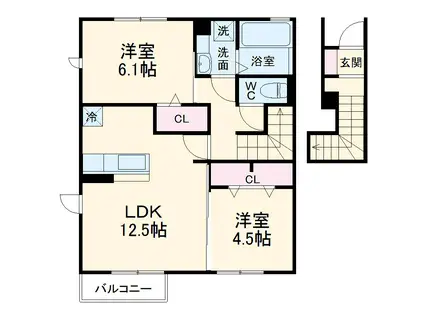 フリッシュ(2LDK/2階)の間取り写真