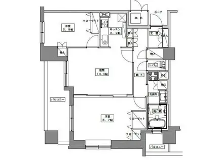 天神プレイスウエスト(2LDK/8階)の間取り写真