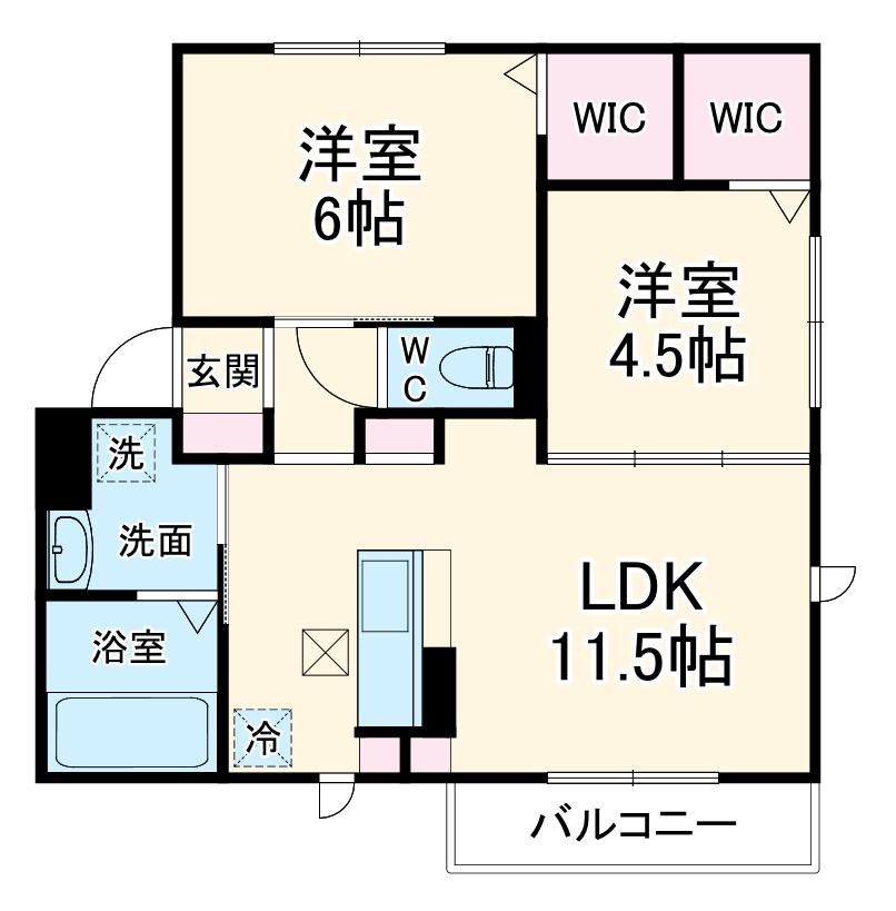 テラセゾンⅡ(2LDK/1階)の間取り写真