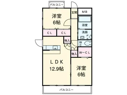 エステーラ東起(2LDK/1階)の間取り写真