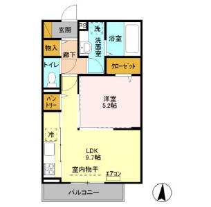 アルヴェアーレⅠ(1LDK/2階)の間取り写真