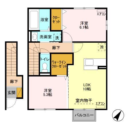 サンモールⅡ(2LDK/2階)の間取り写真
