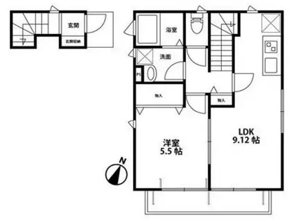 メゾン結(1LDK/2階)の間取り写真