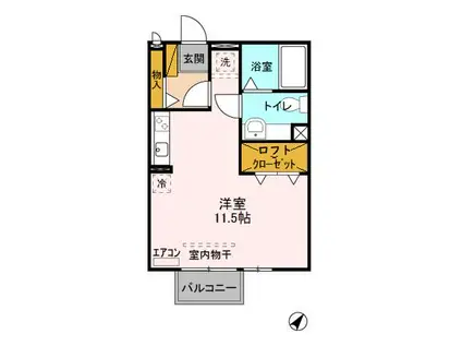 シャルマンⅢ E(ワンルーム/2階)の間取り写真