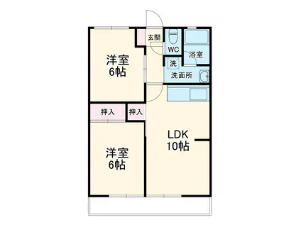 レ・ミレジム(2LDK/2階)の間取り写真