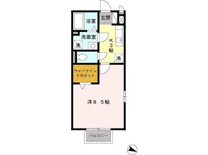 ルミエール東光台C(1K/2階)の間取り写真