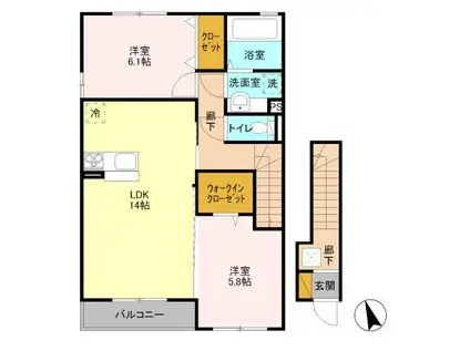 スローライフさしまⅡ(2LDK/2階)の間取り写真