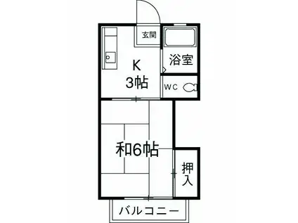 プティビジュー(1K/1階)の間取り写真