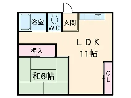 イワムロマンション(1LDK/3階)の間取り写真