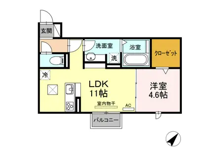 エトワール塔ノ木(1LDK/1階)の間取り写真