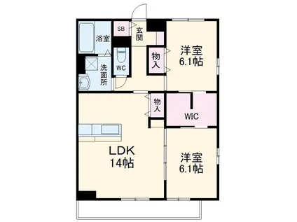 カーザヴェルデB(2LDK/1階)の間取り写真