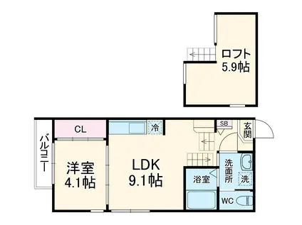 ハーモニーテラス茶屋坂通(1LDK/2階)の間取り写真