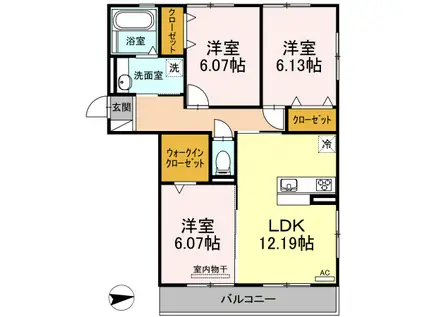 ギャレ花水木(3LDK/3階)の間取り写真