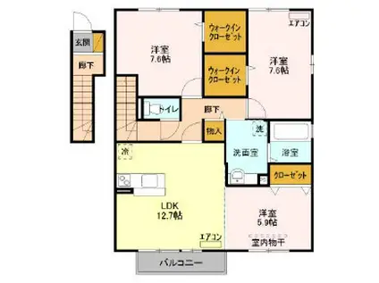 ヴィラージュ学園A棟(3LDK/2階)の間取り写真